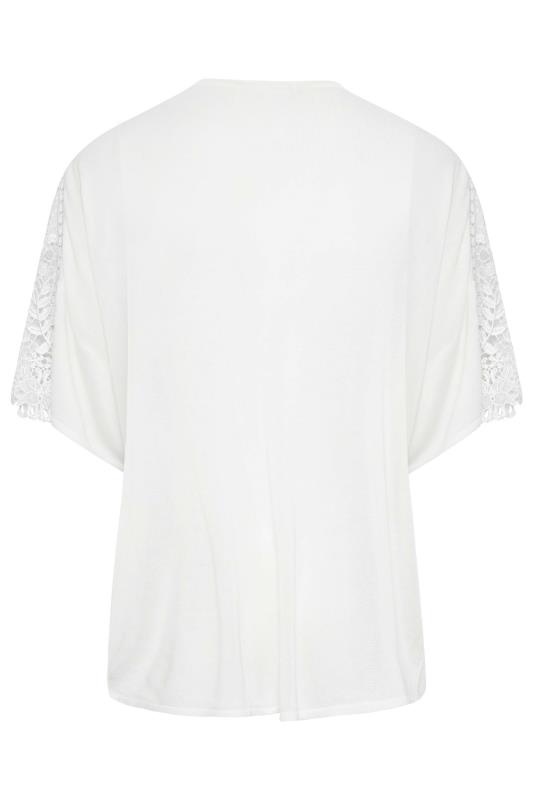 YOURS Plus Size White Crochet Sleeve Kimono | Yours Clothing 7