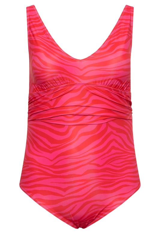 YOURS Curve Plus Size Hot Pink Zebra Print Plunge Swimsuit | Yours Clothing  6