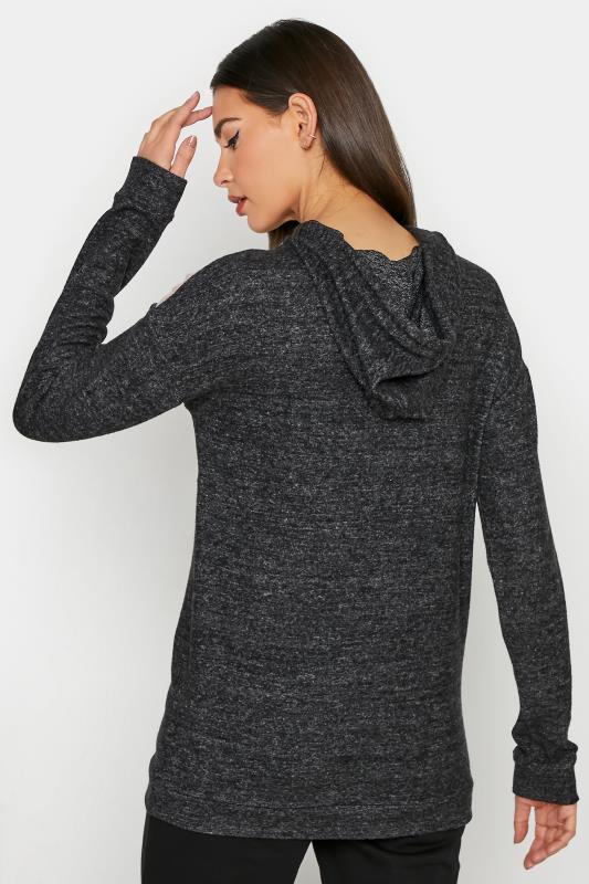 LTS Tall Grey Colourblock Knitted Hoodie 3