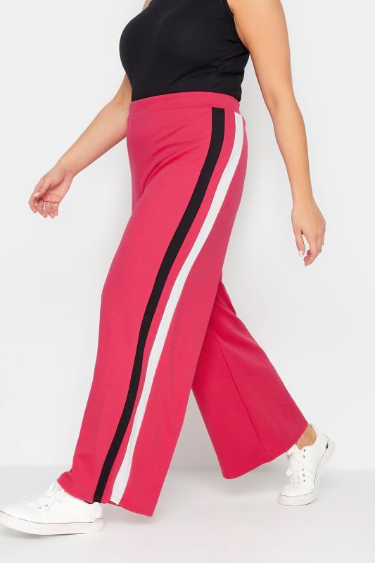 River Island tailored wide leg side stripe trousers in dark red | ASOS