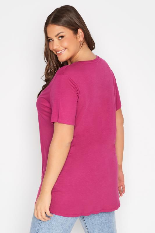 Curve Pink Aztec Embroidered Tie Neck T-Shirt_D.jpg