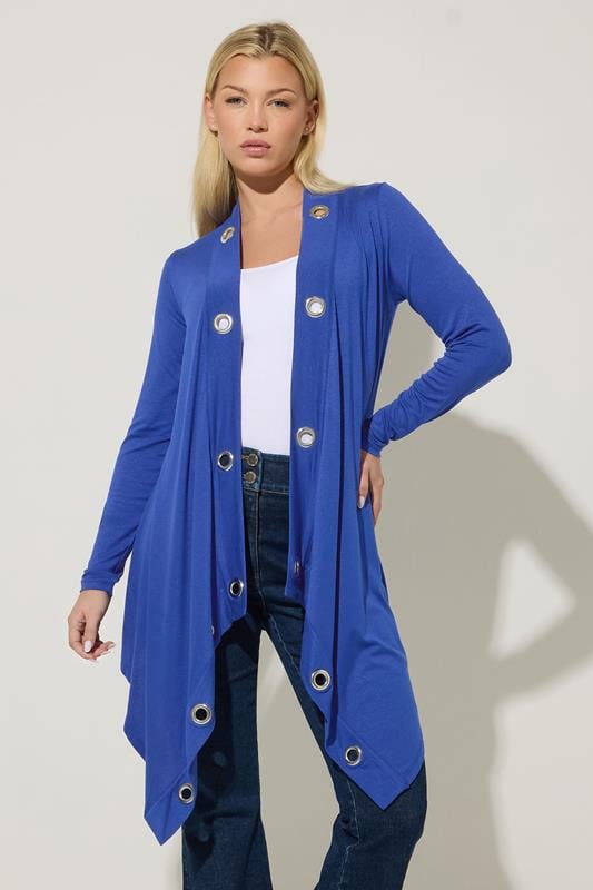 STAR Blue Eyelet Detail Waterfall Cardigan | StarByJM 1