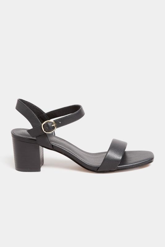LTS Black Faux Leather Block Heel Sandal In Standard D Fit | Long Tall Sally 3
