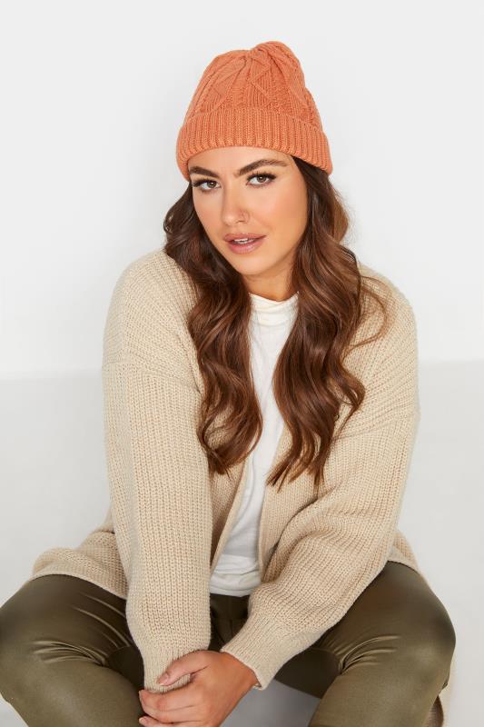 Orange Cable Knitted Beanie Hat 2