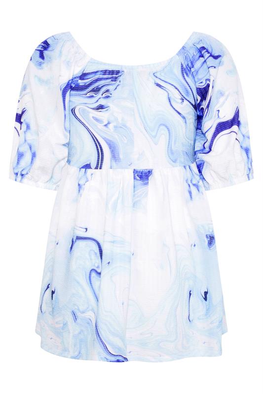 LIMITED COLLECTION Curve Blue Marble Print Milkmaid Top 7
