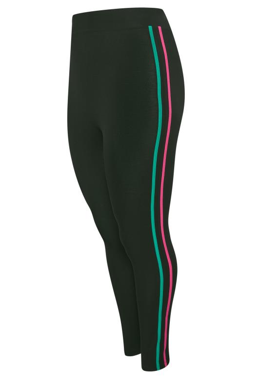 YOURS ACTIVE Plus Size Black Side Stripe Leggings | Yours Clothing 6