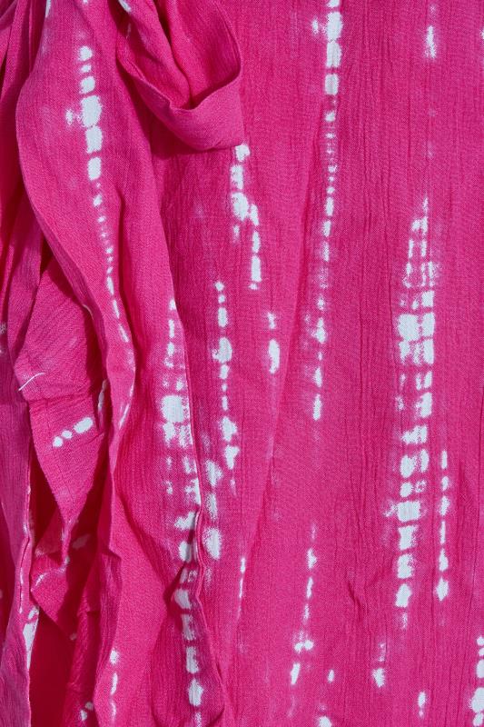 LTS Tall Pink Tie Dye Ruffle Wrap Maxi Dress 5
