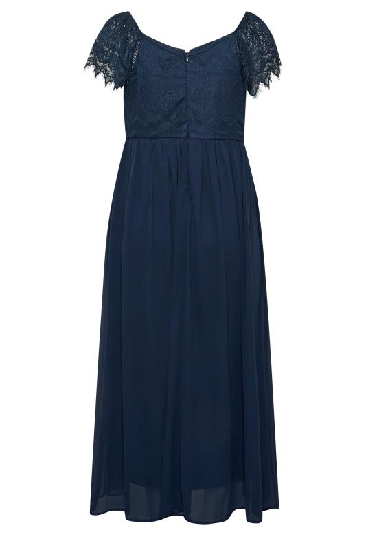 YOURS LONDON Plus Size Navy Blue Lace Detail Wrap Maxi Dress | Yours Clothing 7