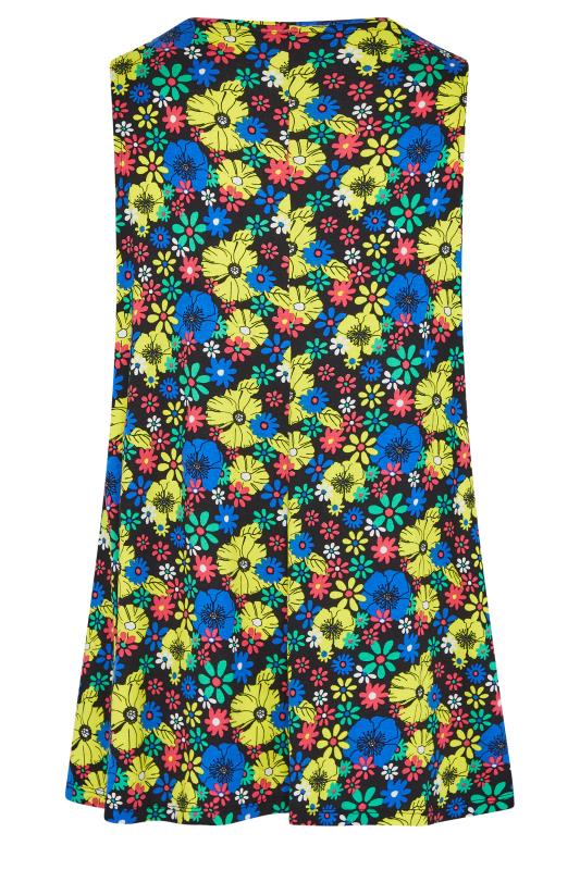 YOURS Plus Size Black & Yellow Ditsy Print Pleat Front Vest Top | Yours Clothing 7