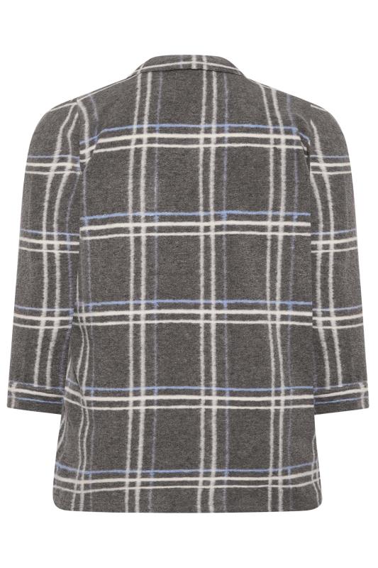 YOURS LUXURY Plus Size Grey Check Felted Shacket | Yours Clothing 8