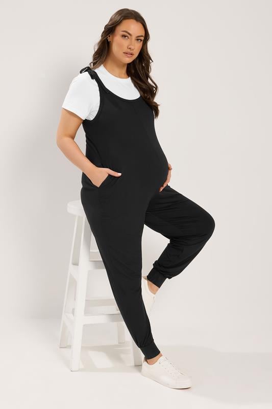  BUMP IT UP MATERNITY - Oversized jumpsuit met strikbandjes in zwart