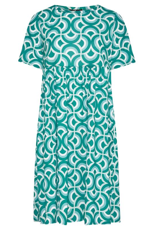 LIMITED COLLECTION Plus Size Blue Geometric Print Smock Dress | Yours Clothing 6