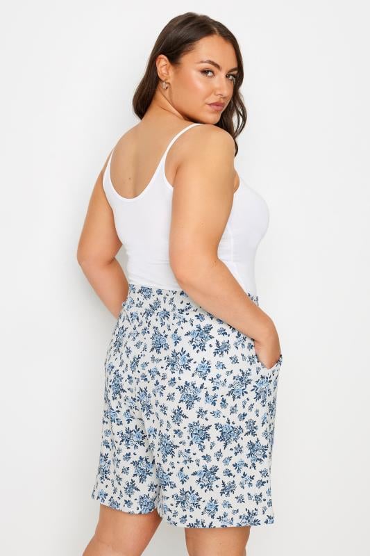 YOURS Plus Size White Vintage Floral Textured Shorts | Yours Clothing 3