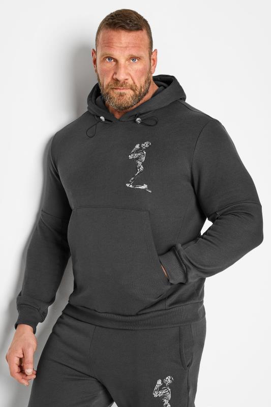  Grande Taille RELIGION Big & Tall Charcoal Grey Embroidered Logo Hoodie