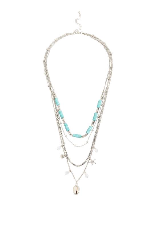 Silver Tone Shell Charm Layered Necklace | Yours Clothing 4