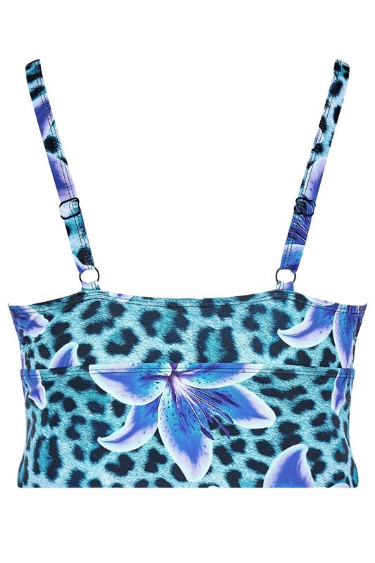 YOURS Plus Size Blue Animal Tie Bikini Top | Yours Clothing 6