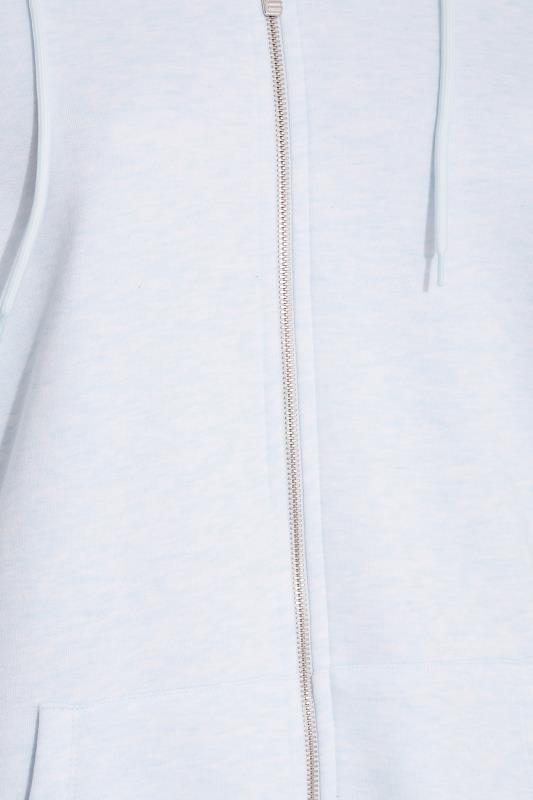 Plus Size Light Blue Soft Touch Marl Zip Through Hoodie | Yours Clothing 5
