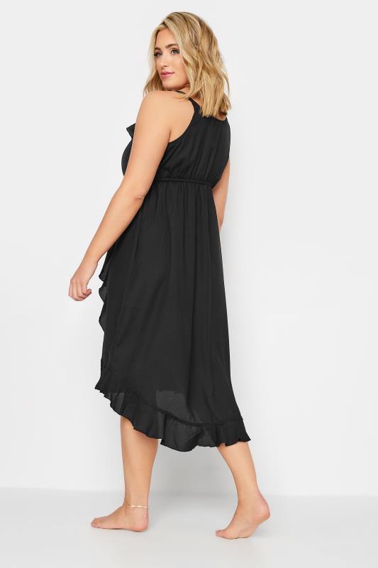 LIMITED COLLECTION Plus Size Black Frill Midaxi Wrap Dress | Yours Clothing  4