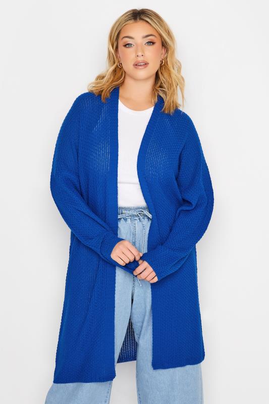 YOURS Plus Size Blue Knitted Cardigan | Yours Clothing 1