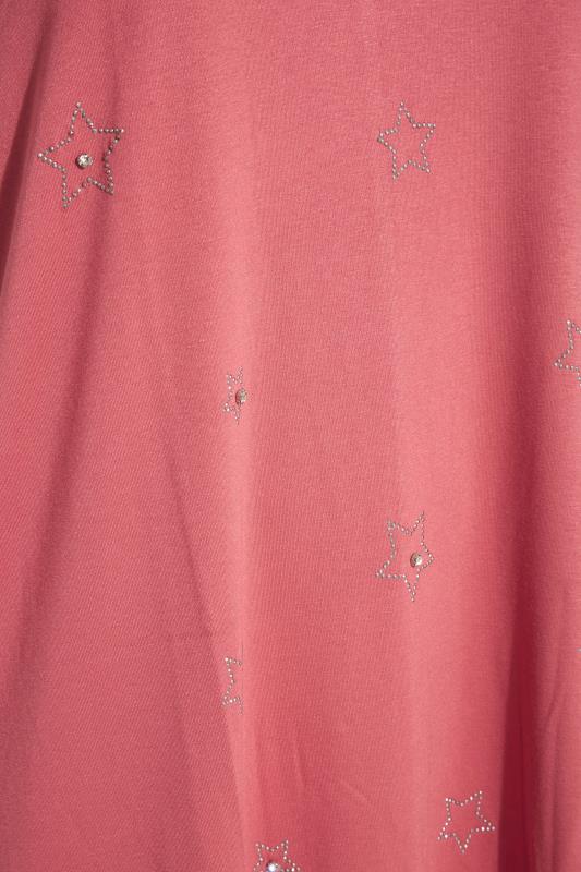 Curve Pink Diamante Star Print T-Shirt 5