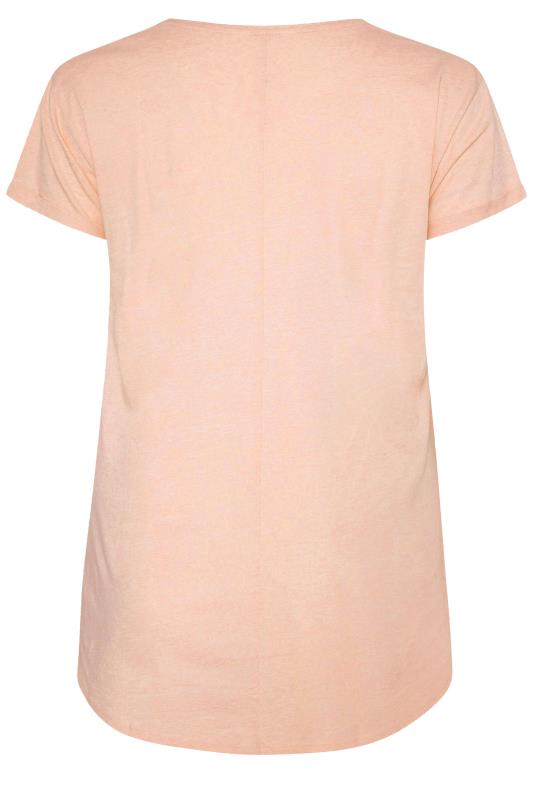 YOURS FOR GOOD Curve Pale Pink Cotton Blend Pocket T-Shirt_BK.jpg