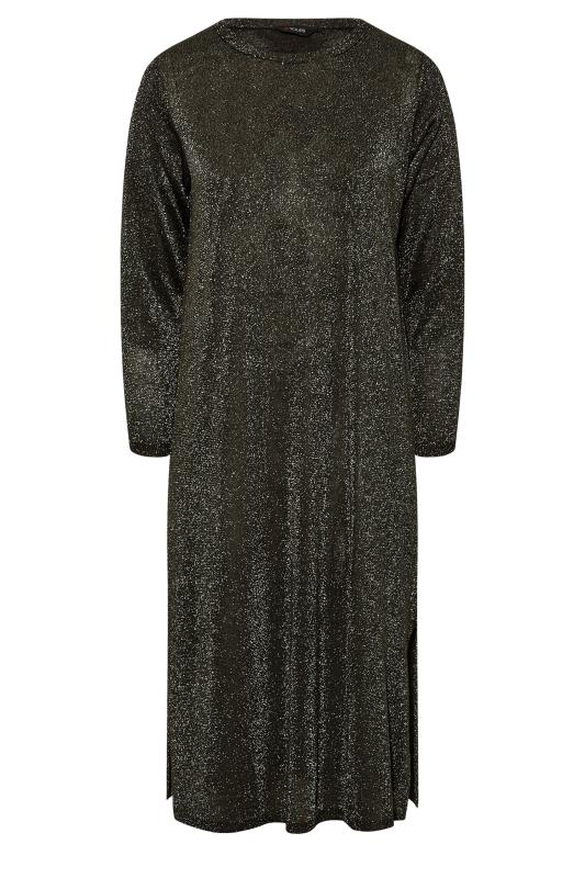 Plus Size Black & Silver Glitter Midaxi Dress | Yours Clothing  6