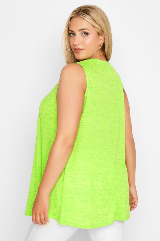 Plus Size Neon Green Burnout Pleat Vest Top | Yours Clothing 3