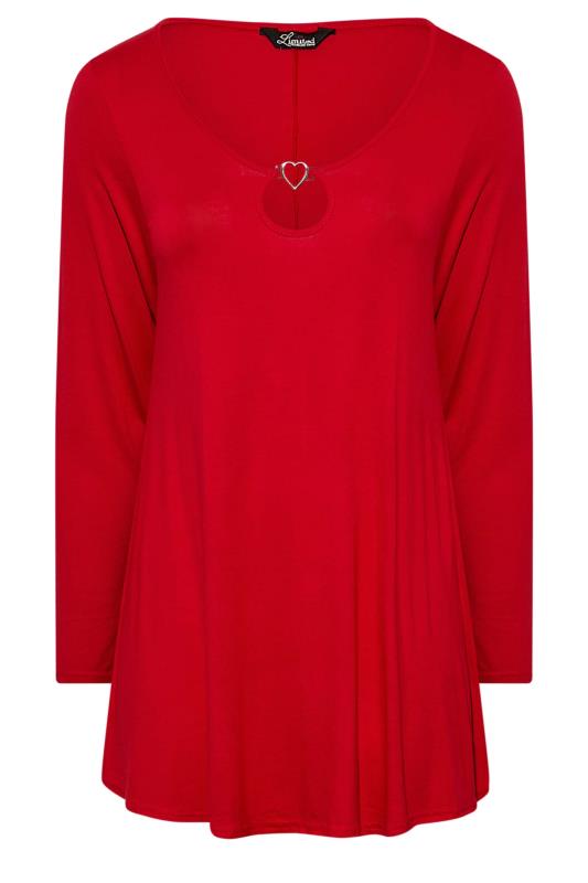 LIMITED COLLECTION Plus Size Red Heart Trim Cut Out Top | Yours Clothing 5