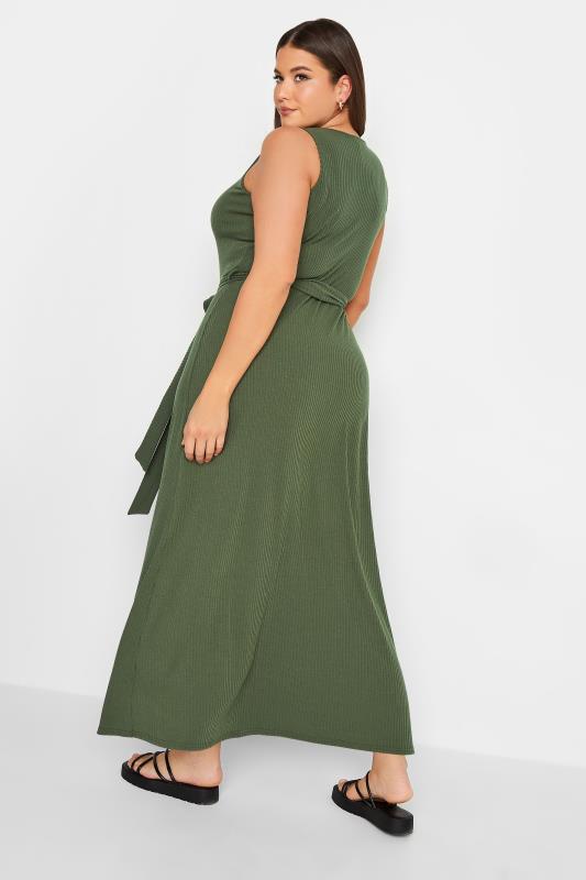 YOURS Plus Size Green Ribbed Sleeveless Maxi Dress | Yours Clothing 3