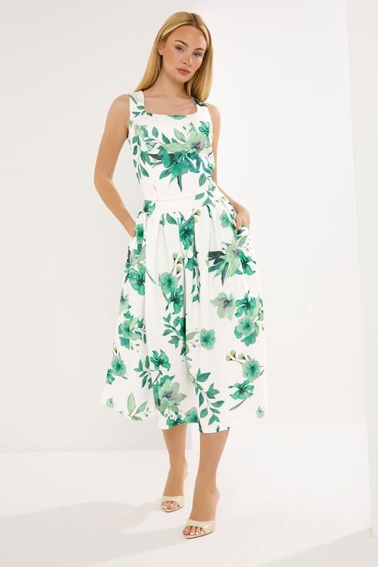  STAR White Floral Scuba Maxi Skirt