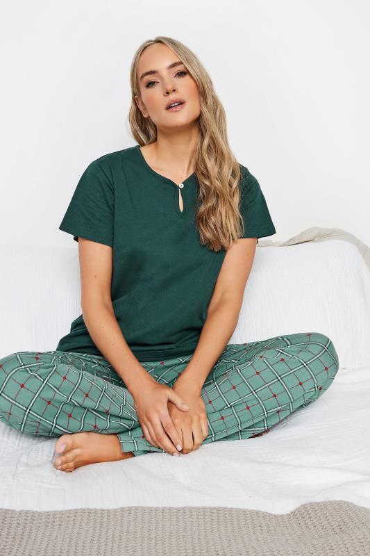 LTS Tall Green Check Print Pyjama Set | Long Tall Sally  4