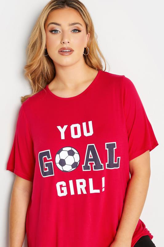 LIMITED COLLECTION Plus Size Red World Cup 'You Goal Girl!' Football T-Shirt 4