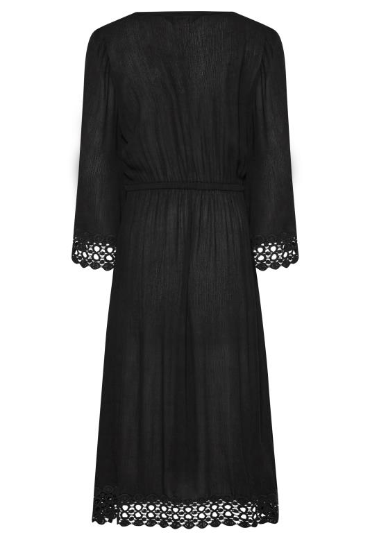 LTS Tall Black Crochet Kaftan Dress | Long Tall Sally  6