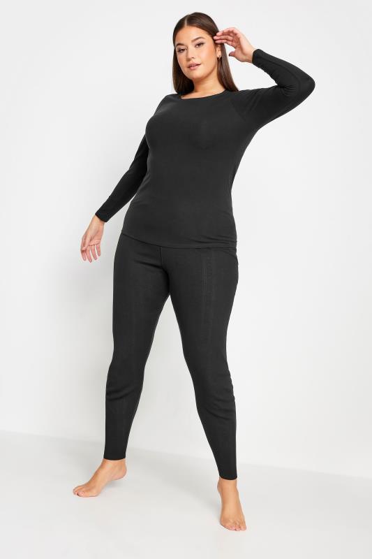 YOURS Plus Size Black Long Sleeve Thermal Top | Yours Clothing 2