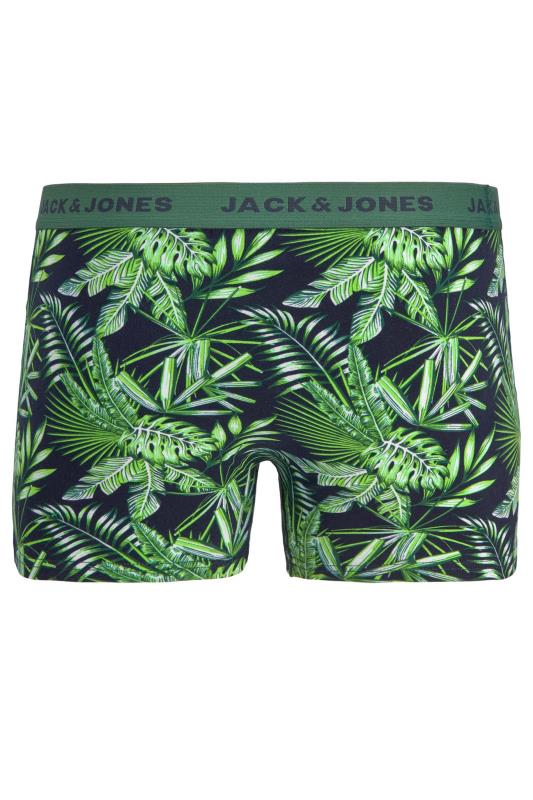 JACK & JONES Big & Tall 5 PACK Black & Green Palm Print Logo Boxers | BadRhino 7