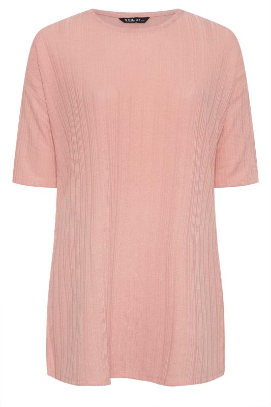 YOURS Plus Size Pink Textured Oversized Top | Yours Clothing 5