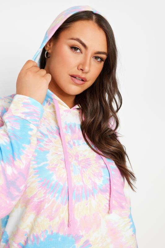 YOURS Curve Pink Tie Dye Hoodie Dress | Yours Clothing 4