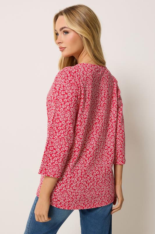 M&Co Red Floral Henley Top | M&Co 2