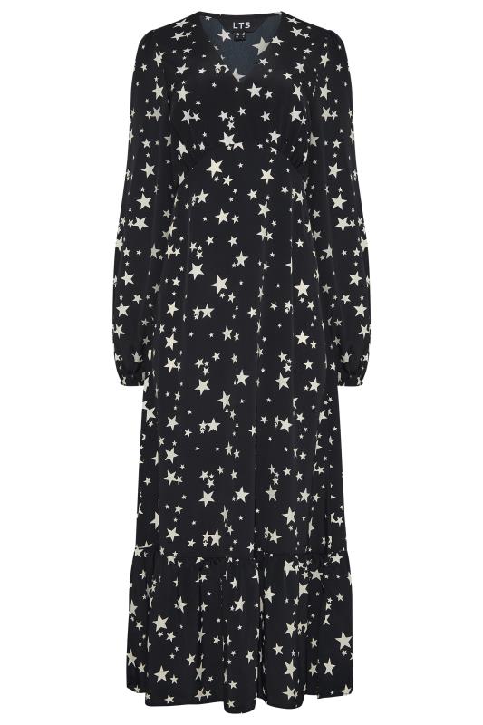 LTS Tall Black Star Print Smock Midi Dress 6