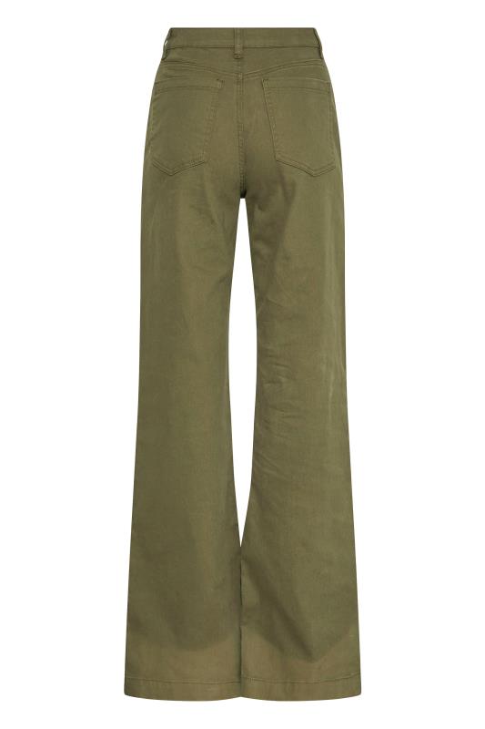 LTS Tall Khaki Green Twill Wide Leg Trousers 5