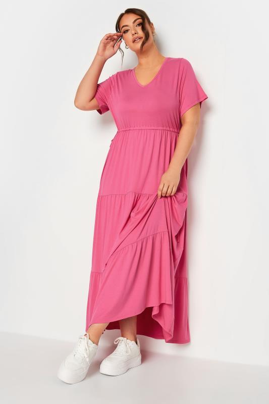 LIMITED COLLECTION Plus Size Pink Adjustable Waist Maxi Dress | Yours Clothing 3
