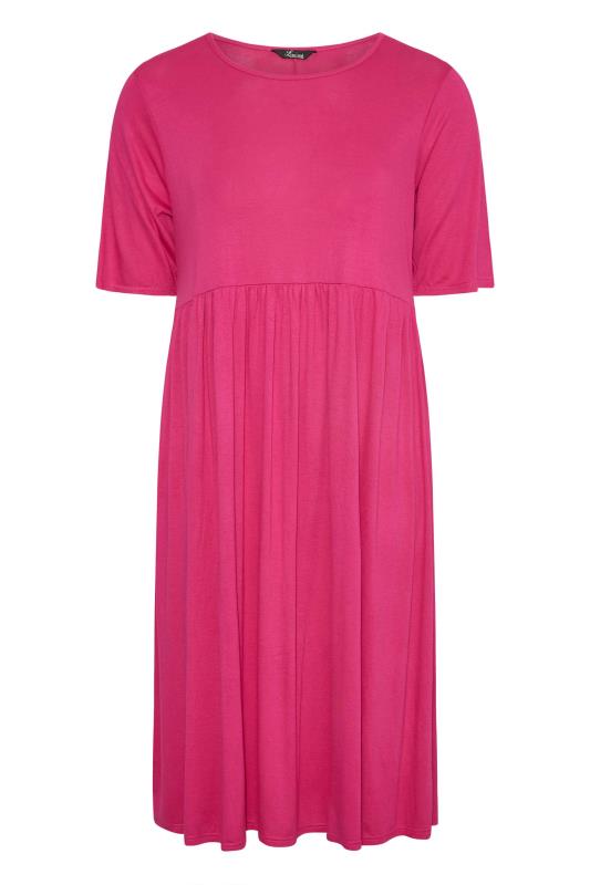 LIMITED COLLECTION Curve Hot Pink Midaxi Smock Dress 6