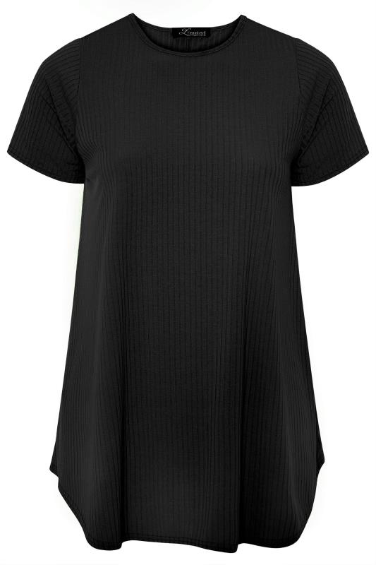 LIMITED COLLECTION Curve Black Ribbed Swing T-Shirt 4