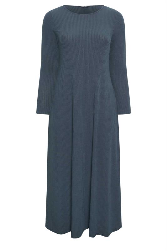 YOURS Plus Size Grey Ribbed Maxi Swing Dress | Yours Clothing  5