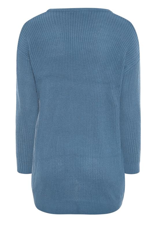 Plus Size Curve Blue Knitted Jumper | Yours Clothing 6