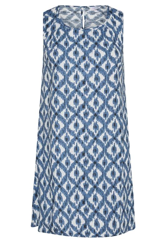 Plus Size Blue Diamond Print Swing Pocket Dress | Yours Clothing  6