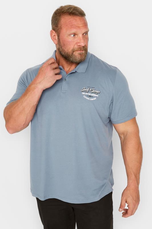 Men's  JACK & JONES Big & Tall Charcoal Grey Logo Print Polo Shirt