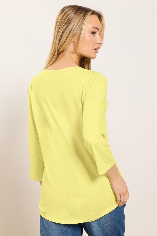 M&Co Yellow Cotton Henley Top | M&Co 2