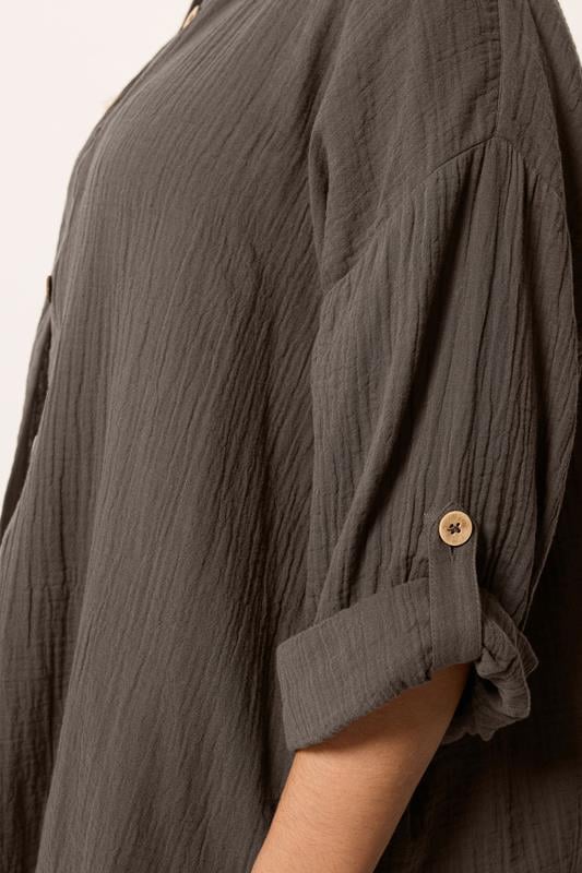 YOURS Plus Size Chocolate Brown Cheesecloth Shirt | Yours Clothing 4