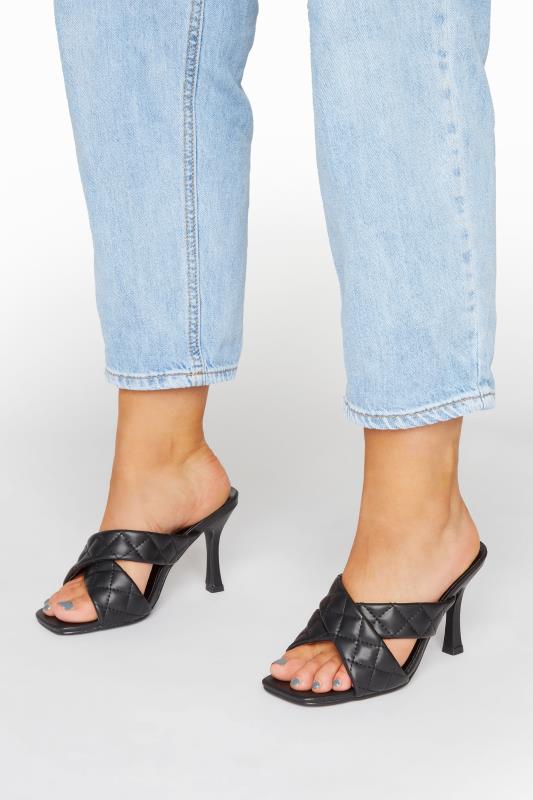 LIMITED COLLECTION Black Cross Quilted Stiletto Mules In Extra Wide EEE Fit 2